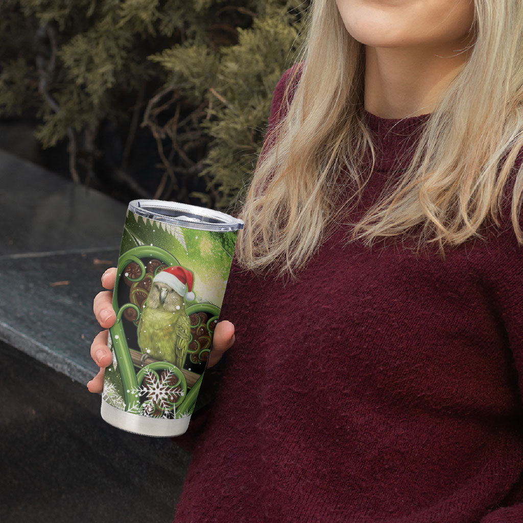 Kakapo New Zealand Christmas In July Tumbler Cup NZ Aroha Koru Fern Marble Vibes LT14 - Polynesian Pride