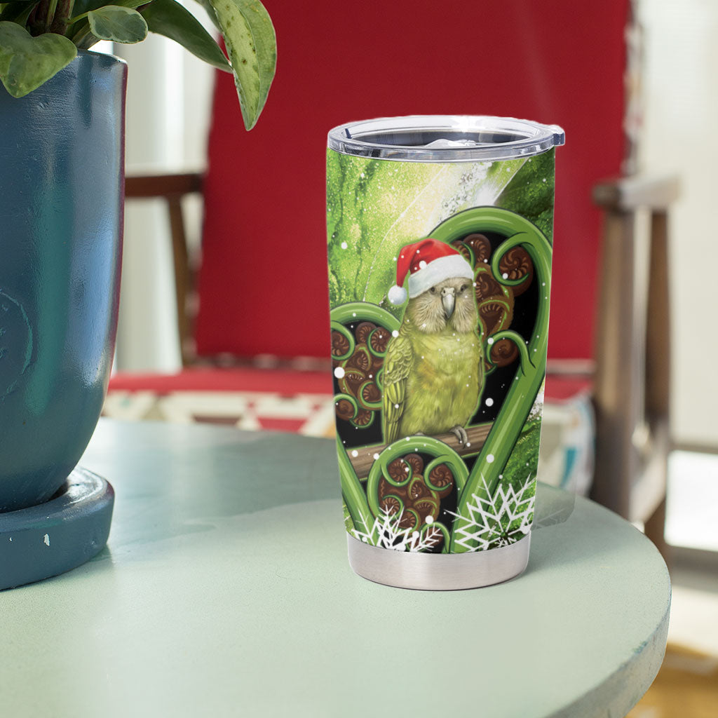 Kakapo New Zealand Christmas In July Tumbler Cup NZ Aroha Koru Fern Marble Vibes LT14 - Polynesian Pride