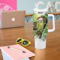 Kakapo New Zealand Christmas In July Tumbler With Handle NZ Aroha Koru Fern Marble Vibes LT14 - Polynesian Pride