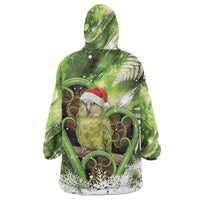 Kakapo New Zealand Christmas In July Wearable Blanket Hoodie NZ Aroha Koru Fern Marble Vibes LT14 - Polynesian Pride