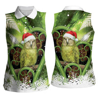Kakapo New Zealand Christmas In July Women Sleeveless Polo Shirt NZ Aroha Koru Fern Marble Vibes LT14 - Polynesian Pride