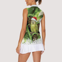 Kakapo New Zealand Christmas In July Women Sleeveless Polo Shirt NZ Aroha Koru Fern Marble Vibes LT14 - Polynesian Pride
