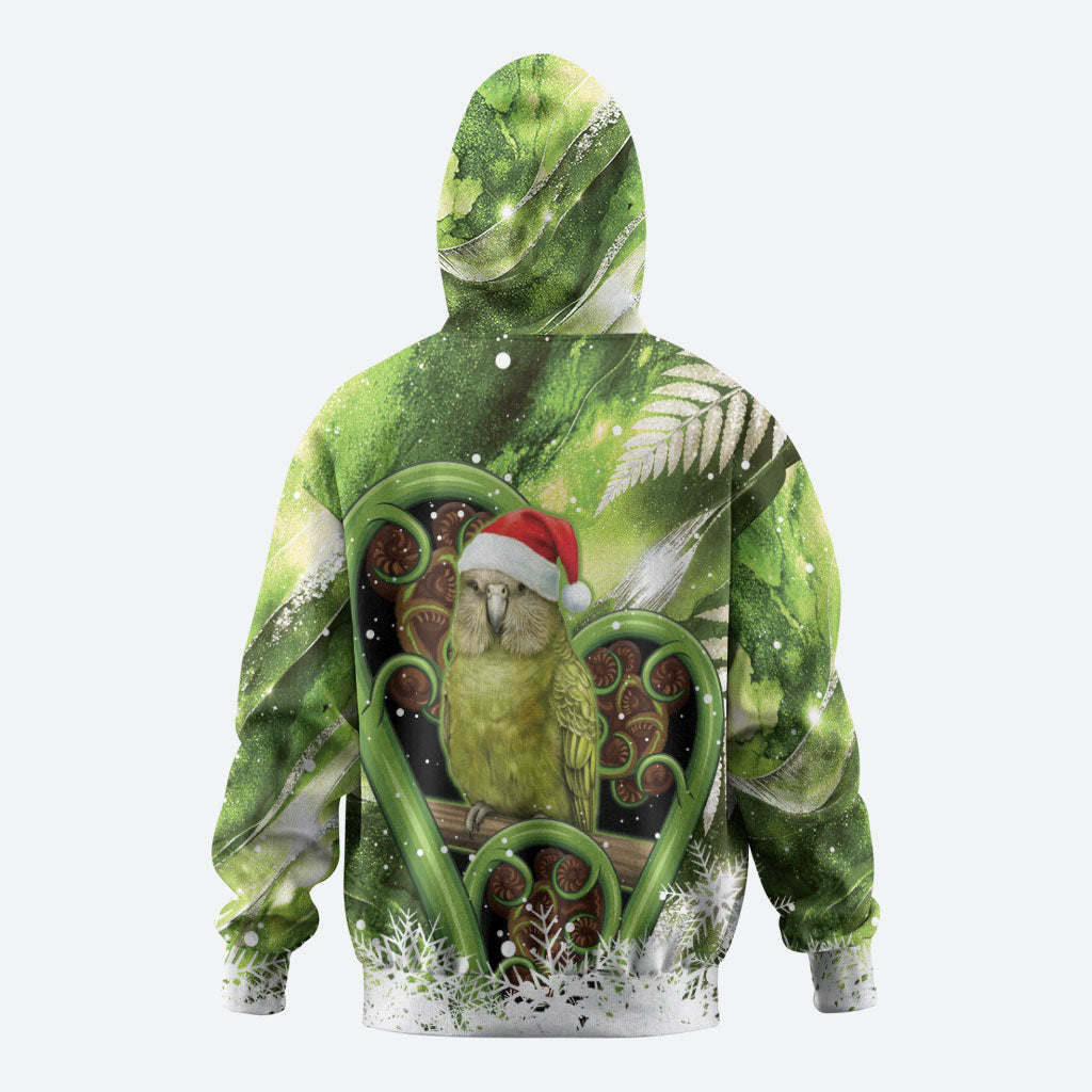 Kakapo New Zealand Christmas In July Zip Hoodie NZ Aroha Koru Fern Marble Vibes LT14 - Polynesian Pride