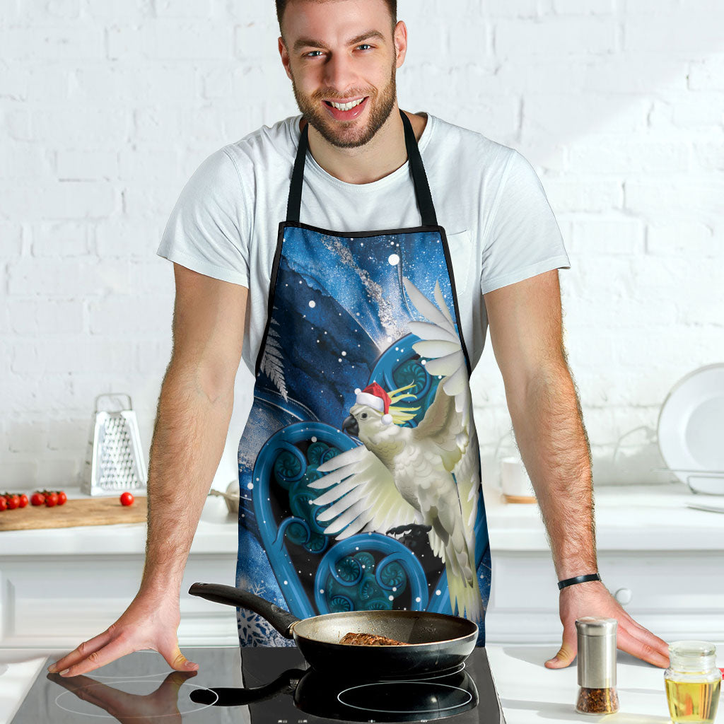 Sulphur-crested Cockatoo New Zealand Christmas In July Apron NZ Aroha Koru Fern Marble Vibes LT14 - Polynesian Pride