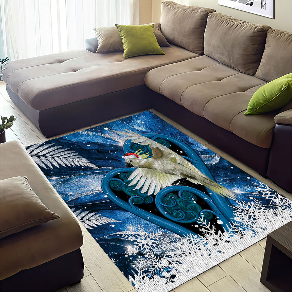 Sulphur-crested Cockatoo New Zealand Christmas In July Area Rug NZ Aroha Koru Fern Marble Vibes LT14 - Polynesian Pride