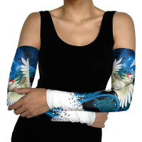 Sulphur-crested Cockatoo New Zealand Christmas In July Arm Sleeves NZ Aroha Koru Fern Marble Vibes LT14 - Polynesian Pride