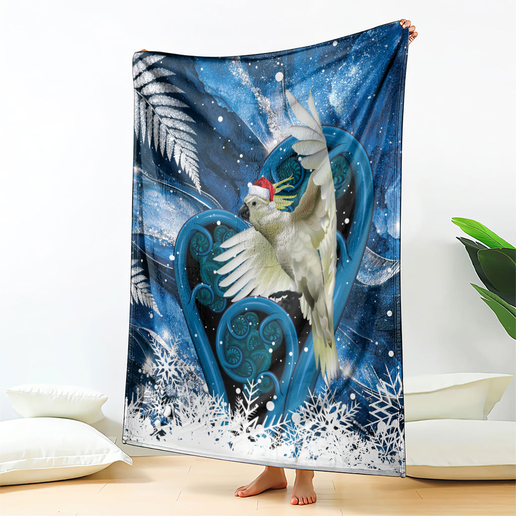 Sulphur-crested Cockatoo New Zealand Christmas In July Blanket NZ Aroha Koru Fern Marble Vibes LT14 - Polynesian Pride