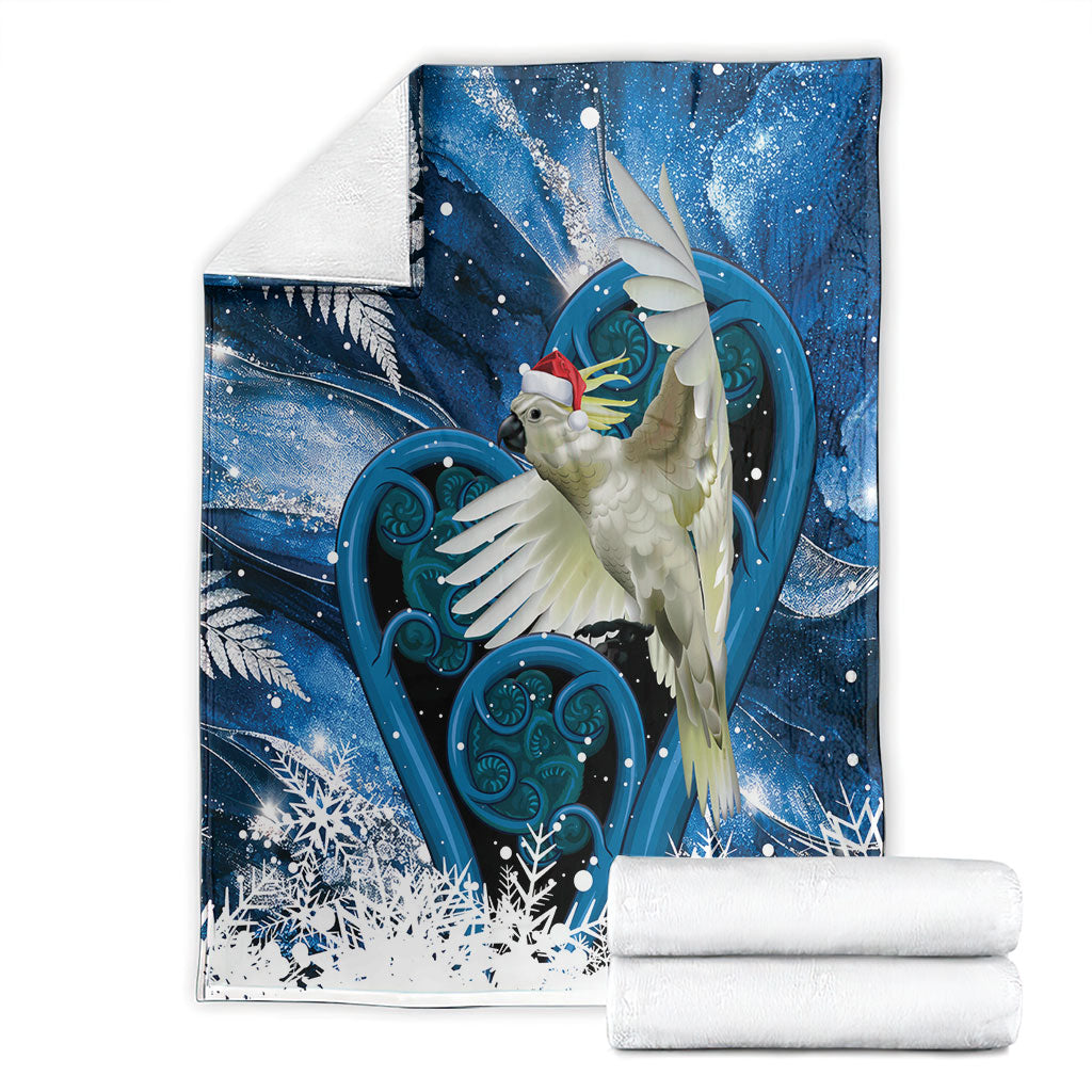 Sulphur-crested Cockatoo New Zealand Christmas In July Blanket NZ Aroha Koru Fern Marble Vibes LT14 - Polynesian Pride