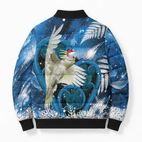 Sulphur-crested Cockatoo New Zealand Christmas In July Bomber Puffer Jacket NZ Aroha Koru Fern Marble Vibes LT14 - Polynesian Pride