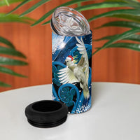 Sulphur-crested Cockatoo New Zealand Christmas In July 4 in 1 Can Cooler Tumbler NZ Aroha Koru Fern Marble Vibes LT14 - Polynesian Pride