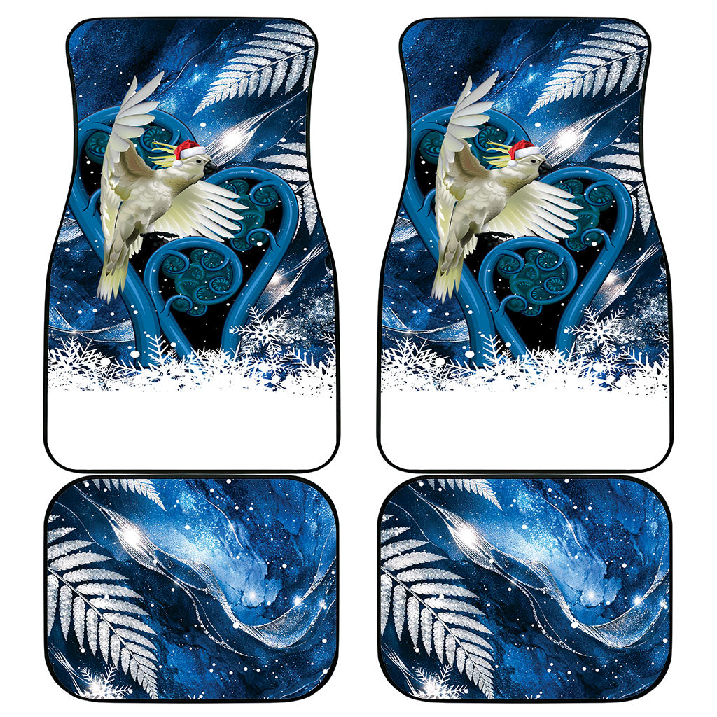 Sulphur-crested Cockatoo New Zealand Christmas In July Car Mats NZ Aroha Koru Fern Marble Vibes LT14 - Polynesian Pride