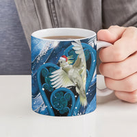 Sulphur-crested Cockatoo New Zealand Christmas In July Ceramic Mug NZ Aroha Koru Fern Marble Vibes