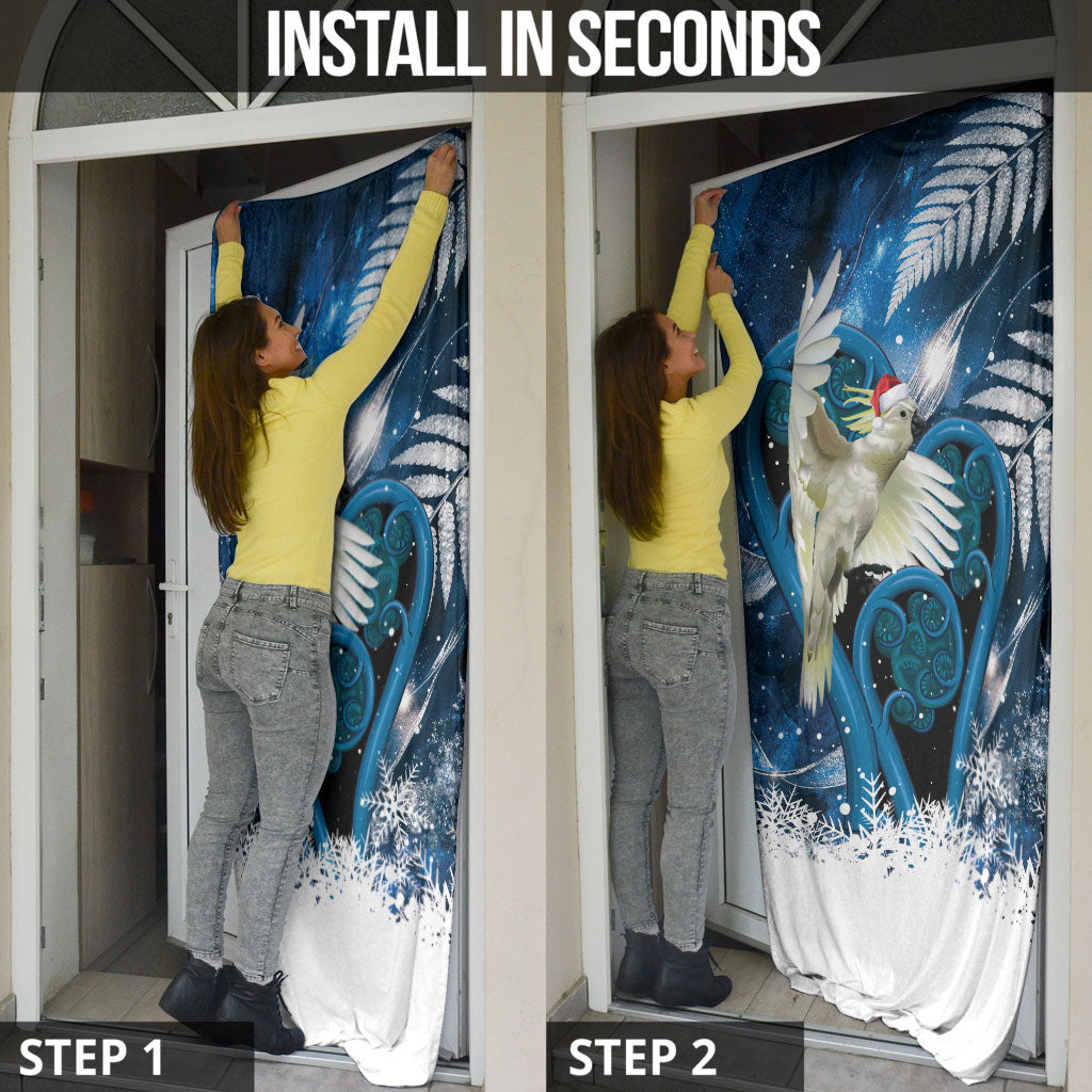 Sulphur-crested Cockatoo New Zealand Christmas In July Door Cover NZ Aroha Koru Fern Marble Vibes LT14 - Polynesian Pride