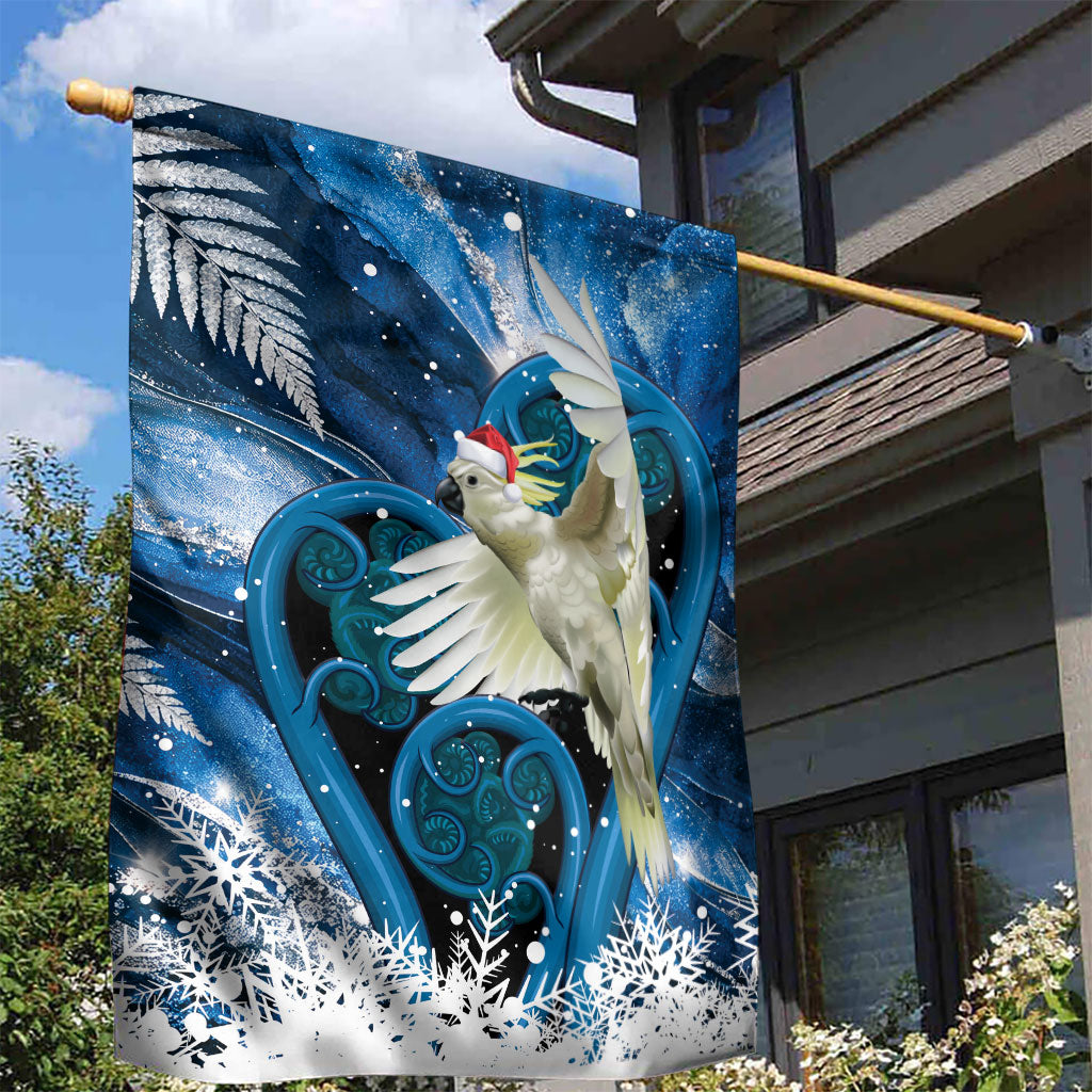 Sulphur-crested Cockatoo New Zealand Christmas In July Garden Flag NZ Aroha Koru Fern Marble Vibes LT14 - Polynesian Pride