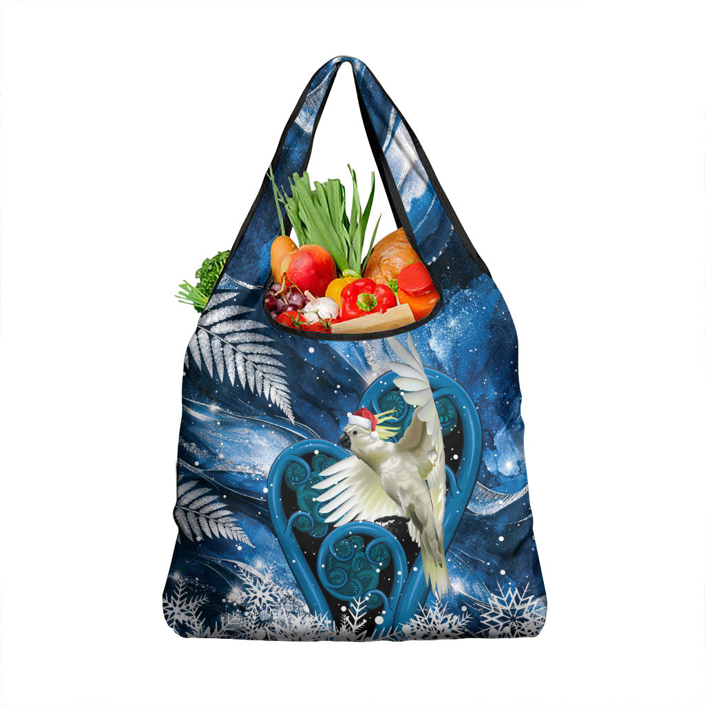 Sulphur-crested Cockatoo New Zealand Christmas In July Grocery Bag NZ Aroha Koru Fern Marble Vibes LT14 1-pack One Size Blue - Polynesian Pride