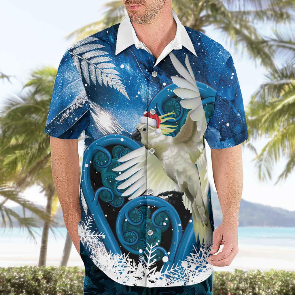 Sulphur-crested Cockatoo New Zealand Christmas In July Hawaiian Shirt NZ Aroha Koru Fern Marble Vibes LT14 - Polynesian Pride