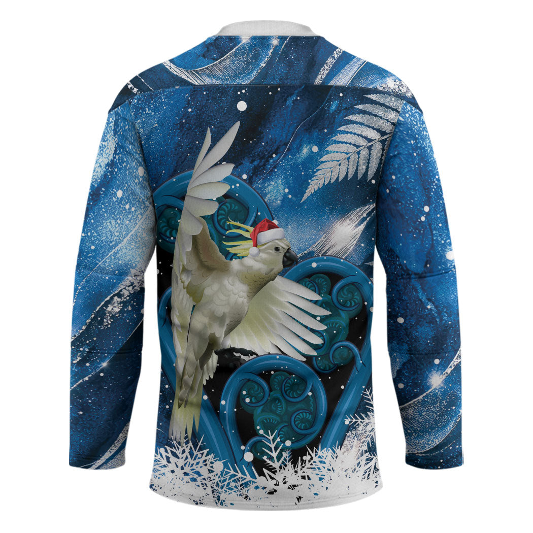 Sulphur-crested Cockatoo New Zealand Christmas In July Hockey Jersey NZ Aroha Koru Fern Marble Vibes LT14 - Polynesian Pride