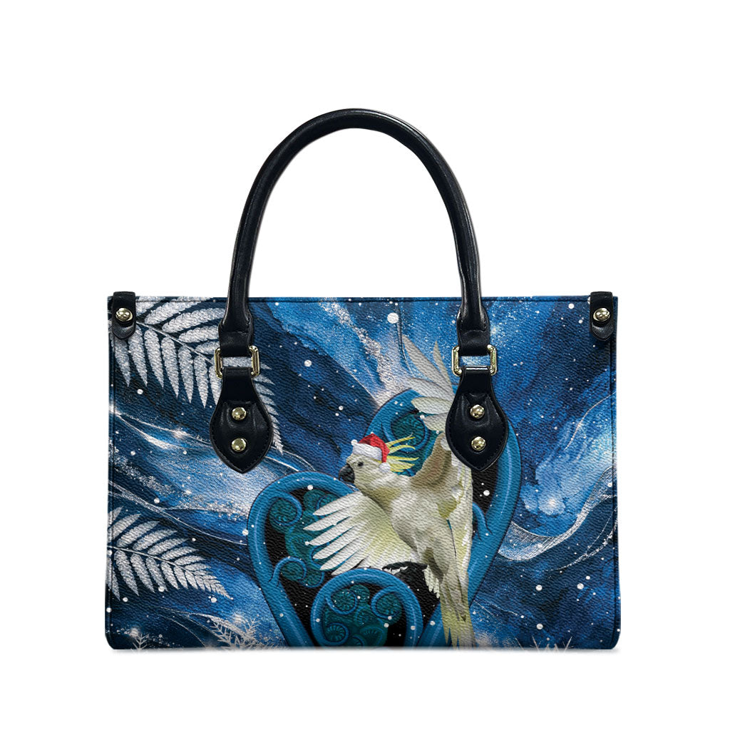 Sulphur-crested Cockatoo New Zealand Christmas In July Leather Bag NZ Aroha Koru Fern Marble Vibes LT14 - Polynesian Pride