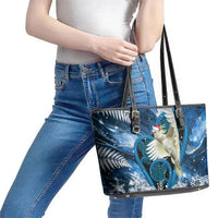 Sulphur-crested Cockatoo New Zealand Christmas In July Leather Tote Bag NZ Aroha Koru Fern Marble Vibes LT14 - Polynesian Pride