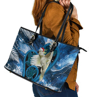 Sulphur-crested Cockatoo New Zealand Christmas In July Leather Tote Bag NZ Aroha Koru Fern Marble Vibes LT14 - Polynesian Pride