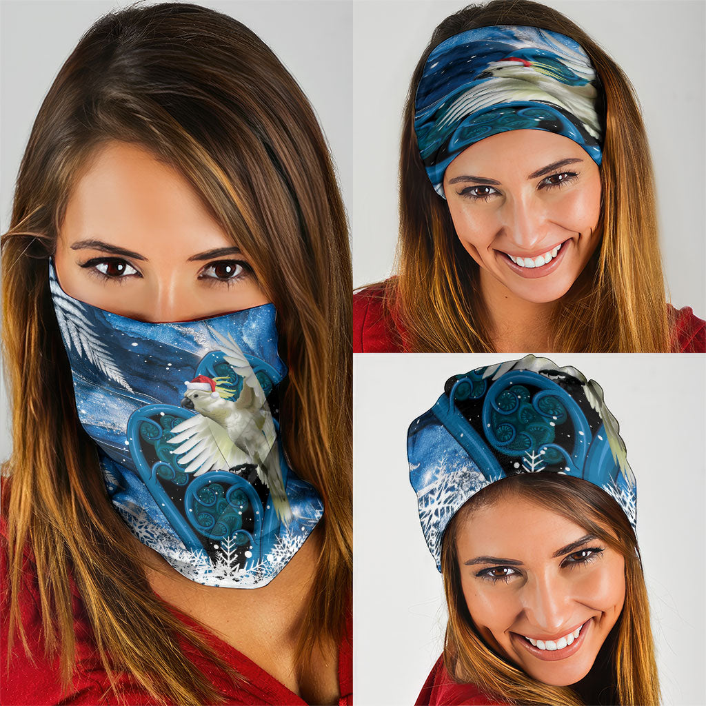 Sulphur-crested Cockatoo New Zealand Christmas In July Neck Gaiter NZ Aroha Koru Fern Marble Vibes LT14 - Polynesian Pride