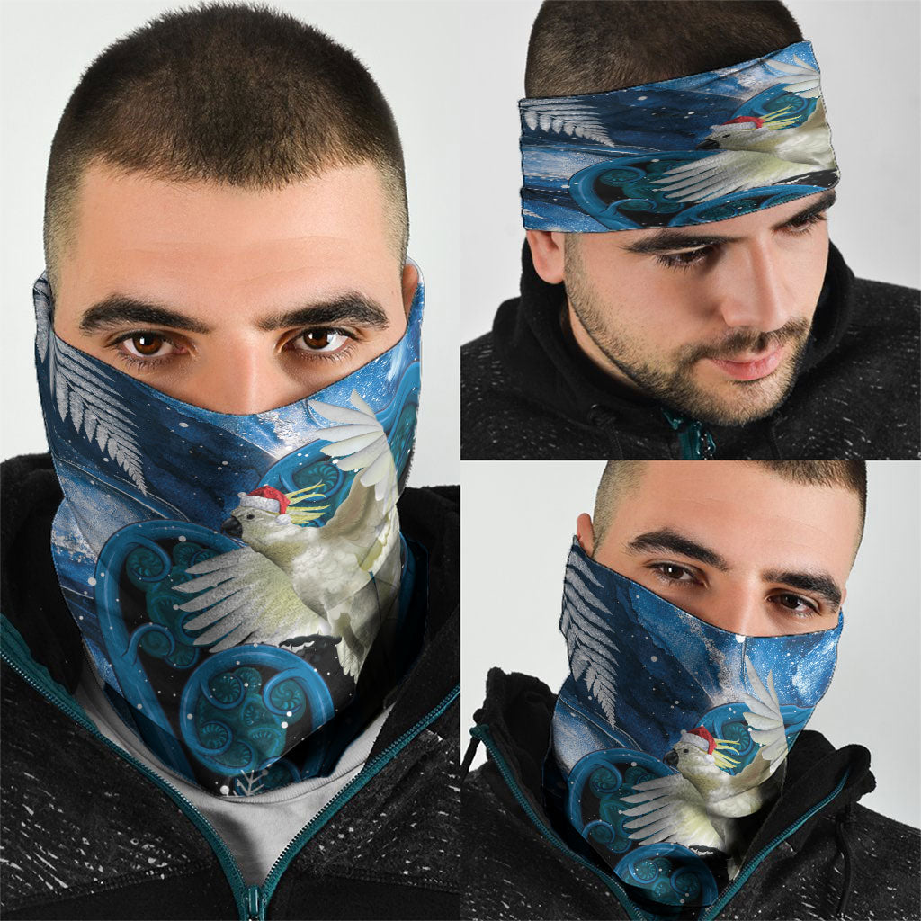 Sulphur-crested Cockatoo New Zealand Christmas In July Neck Gaiter NZ Aroha Koru Fern Marble Vibes LT14 - Polynesian Pride
