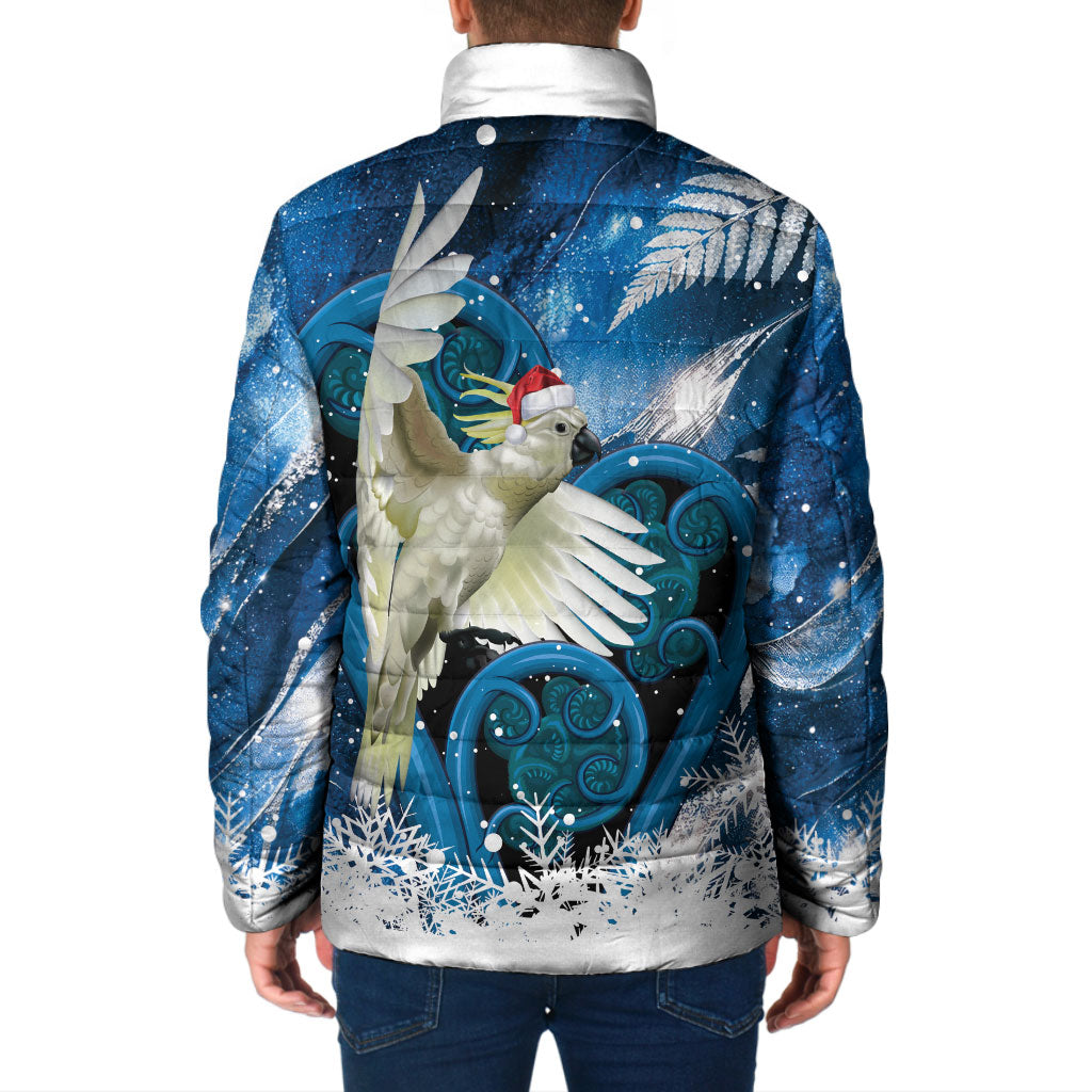 Sulphur-crested Cockatoo New Zealand Christmas In July Padded Jacket NZ Aroha Koru Fern Marble Vibes LT14 - Polynesian Pride