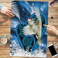 Sulphur-crested Cockatoo New Zealand Christmas In July Puzzle NZ Aroha Koru Fern Marble Vibes LT14 Blue - Polynesian Pride