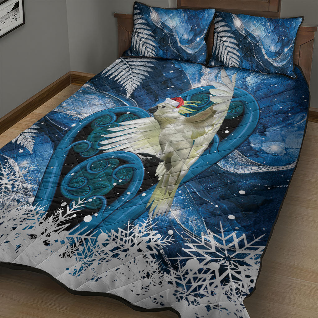 Sulphur-crested Cockatoo New Zealand Christmas In July Quilt Bed Set NZ Aroha Koru Fern Marble Vibes LT14 - Polynesian Pride