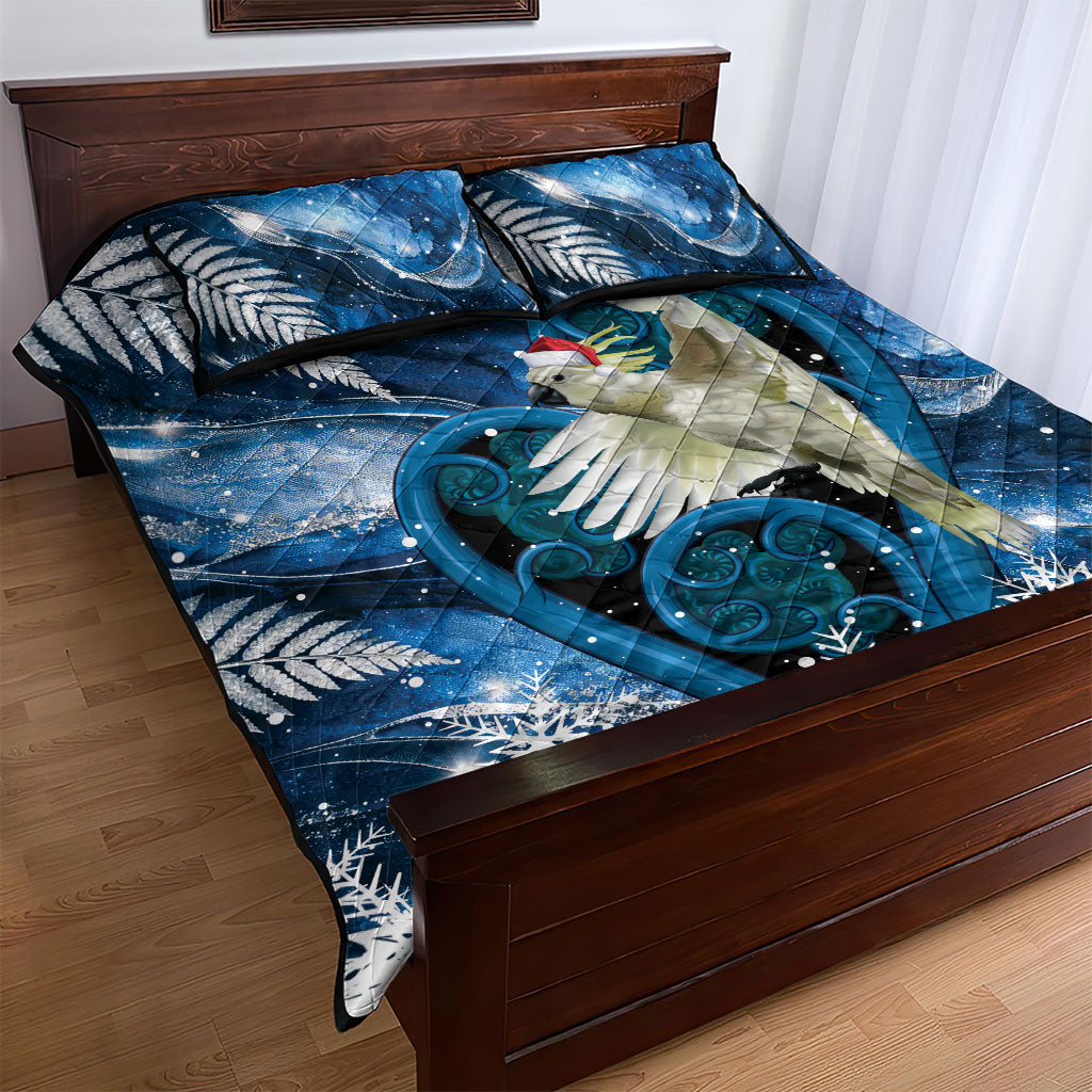 Sulphur-crested Cockatoo New Zealand Christmas In July Quilt Bed Set NZ Aroha Koru Fern Marble Vibes LT14 - Polynesian Pride