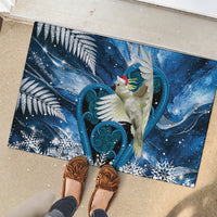 Sulphur-crested Cockatoo New Zealand Christmas In July Rubber Doormat NZ Aroha Koru Fern Marble Vibes LT14 - Polynesian Pride