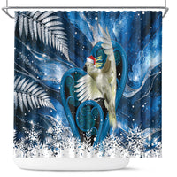 Sulphur-crested Cockatoo New Zealand Christmas In July Shower Curtain NZ Aroha Koru Fern Marble Vibes LT14 Blue - Polynesian Pride