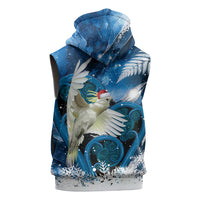 Sulphur-crested Cockatoo New Zealand Christmas In July Sleeveless Hoodie NZ Aroha Koru Fern Marble Vibes LT14 - Polynesian Pride
