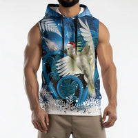 Sulphur-crested Cockatoo New Zealand Christmas In July Sleeveless Hoodie NZ Aroha Koru Fern Marble Vibes LT14 - Polynesian Pride