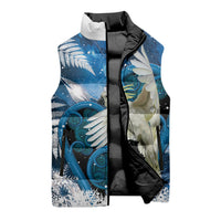 Sulphur-crested Cockatoo New Zealand Christmas In July Sleeveless Puffer Jacket NZ Aroha Koru Fern Marble Vibes LT14 - Polynesian Pride
