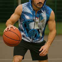 Sulphur-crested Cockatoo New Zealand Christmas In July Sleeveless Zip Hoodie NZ Aroha Koru Fern Marble Vibes LT14 - Polynesian Pride