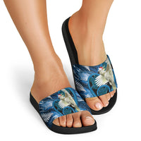 Sulphur-crested Cockatoo New Zealand Christmas In July Slide Sandals NZ Aroha Koru Fern Marble Vibes LT14 - Polynesian Pride