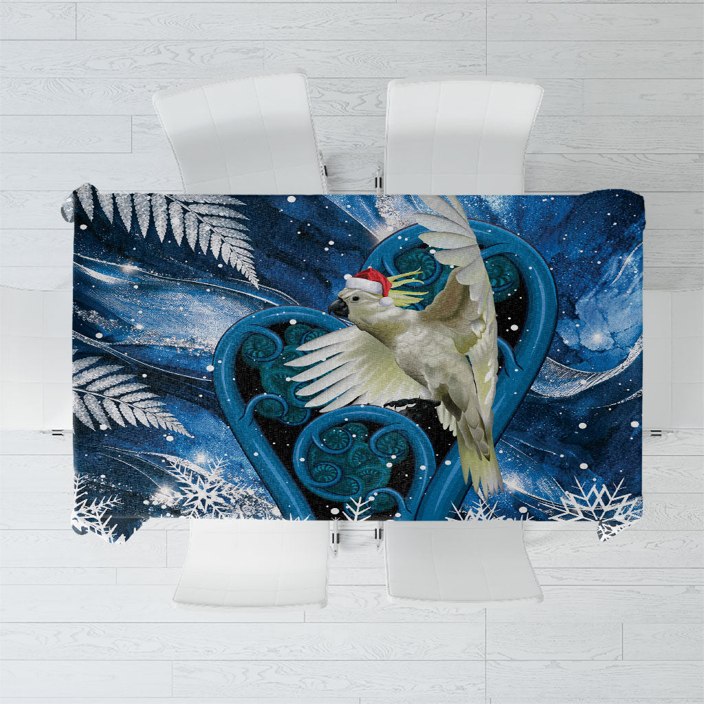 Sulphur-crested Cockatoo New Zealand Christmas In July Tablecloth NZ Aroha Koru Fern Marble Vibes