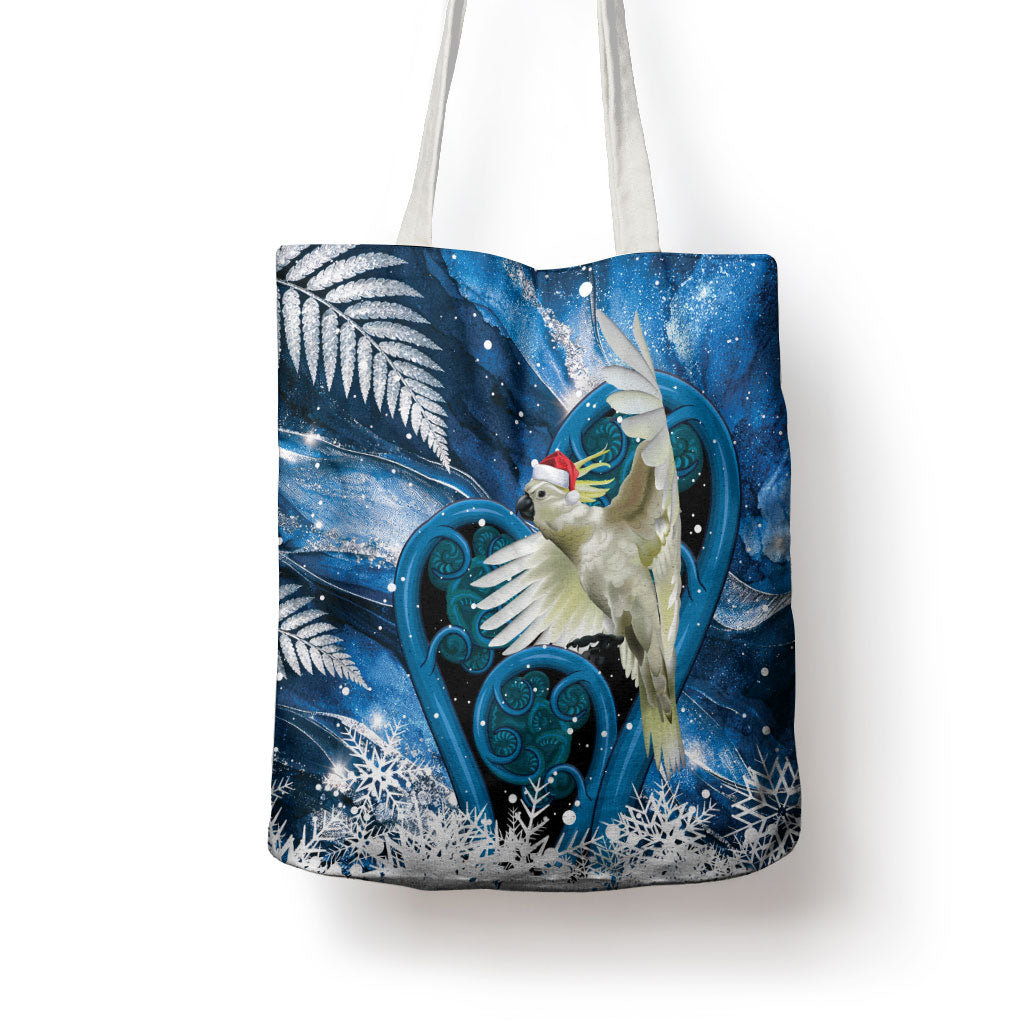Sulphur-crested Cockatoo New Zealand Christmas In July Tote Bag NZ Aroha Koru Fern Marble Vibes LT14 - Polynesian Pride