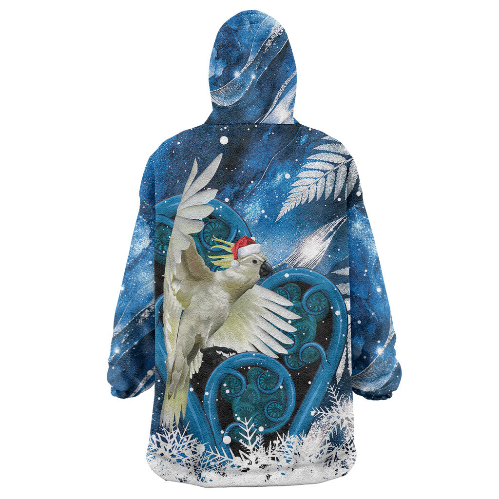 Sulphur-crested Cockatoo New Zealand Christmas In July Wearable Blanket Hoodie NZ Aroha Koru Fern Marble Vibes LT14 - Polynesian Pride