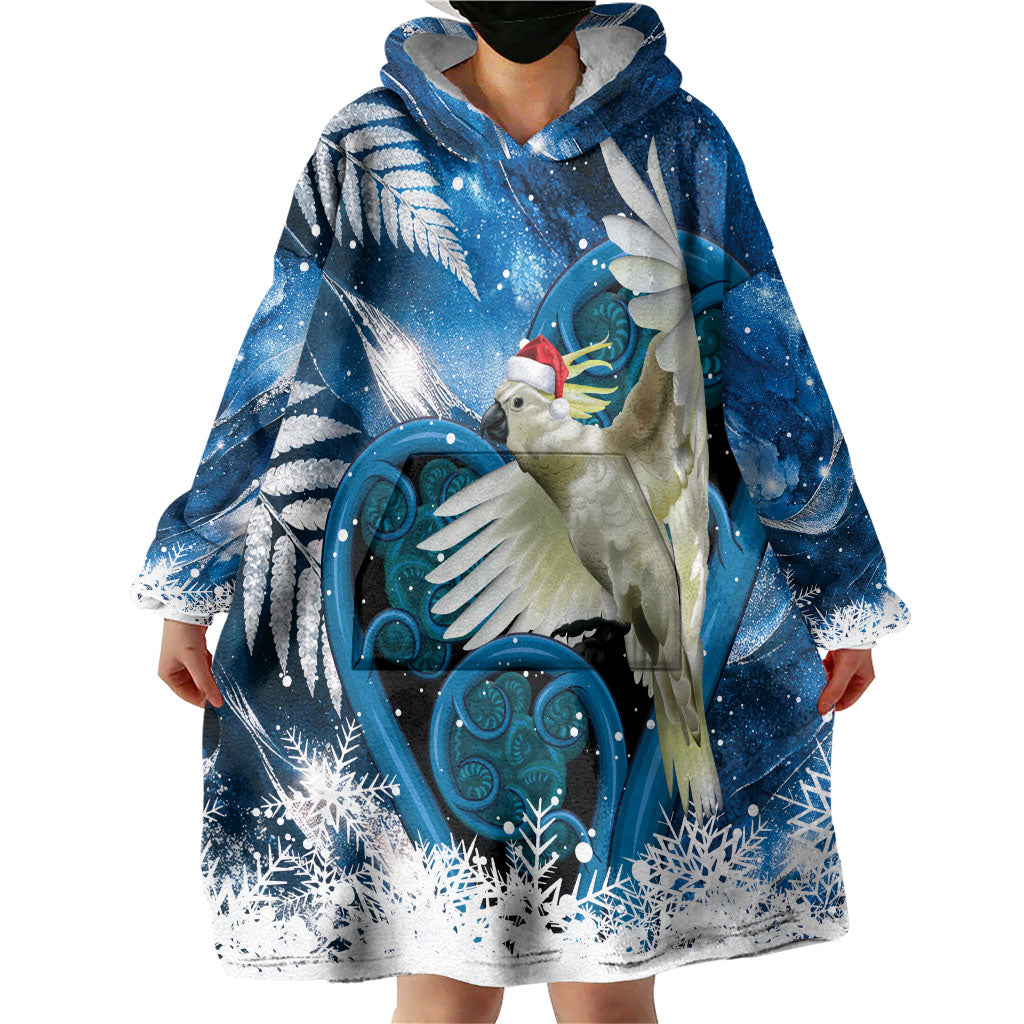 Sulphur-crested Cockatoo New Zealand Christmas In July Wearable Blanket Hoodie NZ Aroha Koru Fern Marble Vibes LT14 - Polynesian Pride
