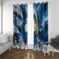 Sulphur-crested Cockatoo New Zealand Christmas In July Window Curtain NZ Aroha Koru Fern Marble Vibes LT14 With Grommets Blue - Polynesian Pride