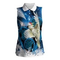 Sulphur-crested Cockatoo New Zealand Christmas In July Women Sleeveless Polo Shirt NZ Aroha Koru Fern Marble Vibes LT14 Female Blue - Polynesian Pride