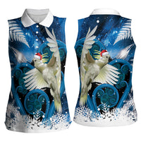Sulphur-crested Cockatoo New Zealand Christmas In July Women Sleeveless Polo Shirt NZ Aroha Koru Fern Marble Vibes LT14 - Polynesian Pride