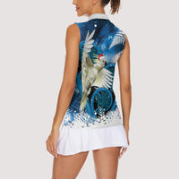 Sulphur-crested Cockatoo New Zealand Christmas In July Women Sleeveless Polo Shirt NZ Aroha Koru Fern Marble Vibes LT14 - Polynesian Pride