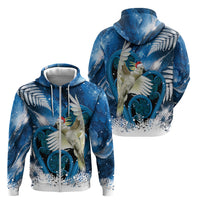 Sulphur-crested Cockatoo New Zealand Christmas In July Zip Hoodie NZ Aroha Koru Fern Marble Vibes LT14 - Polynesian Pride