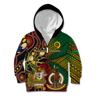 Vanuatu and Australia Kid Hoodie Vanuatuan Polynesian Mix Aussie Aboriginal Art LT14 Zip Hoodie Black - Polynesian Pride