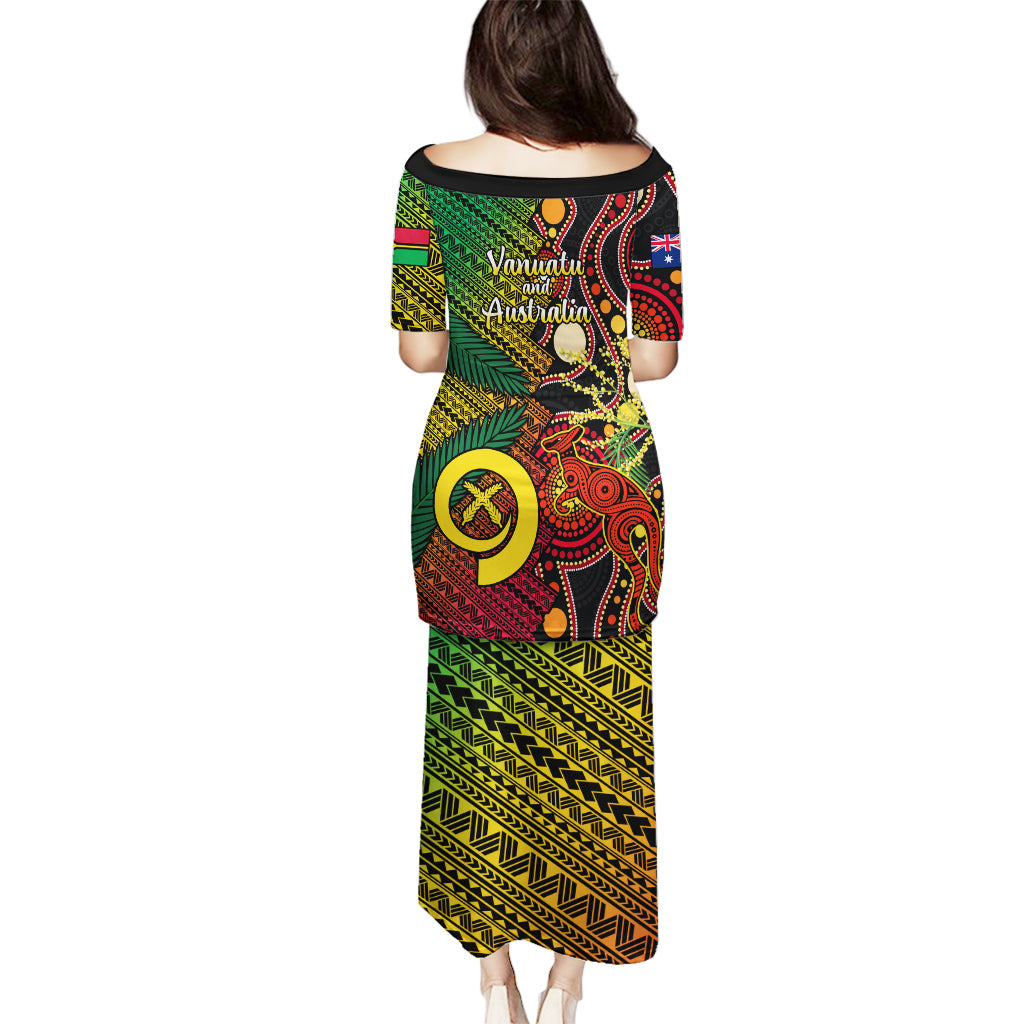 Vanuatu and Australia Puletasi Vanuatuan Polynesian Mix Aussie Aboriginal Art LT14 - Polynesian Pride