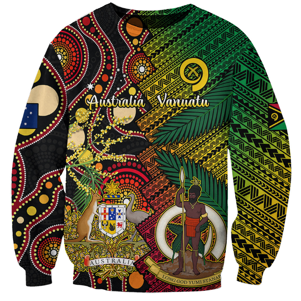 Vanuatu and Australia Sweatshirt Vanuatuan Polynesian Mix Aussie Aboriginal Art LT14 Unisex Black - Polynesian Pride