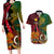 Vanuatu and Papua New Guinea Couples Matching Long Sleeve Bodycon Dress and Hawaiian Shirt Vanuatuan With PNG Polynesian Pattern LT14 Black - Polynesian Pride